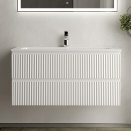 Тумба подвесная с раковиной Sancos Snob R 100 см SNR100W, Bianco (раковина Grace CN7013) - фото 