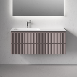 Тумба подвесная с раковиной-столешницей Sancos Snob R 120 см SNR120LSM, Doha soft (раковина Grace CN7020) - фото 