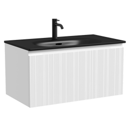 Тумба подвесная с раковиной Sancos Code 80 см CD80W, белый матовый (раковина Sabo CN13002MB) - фото 