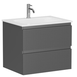 Тумба подвесная с раковиной Sancos Folk 60 см FL60GS, Grey soft (раковина Grace CN7011) - фото 