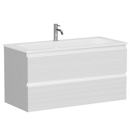 Тумба подвесная с раковиной Sancos Folk 100 см FL100W, Bianco (раковина Grace ​CN7013​) - фото 