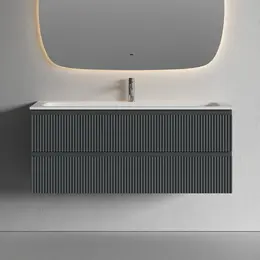 Тумба подвесная с раковиной Sancos Snob R 120 см SNR120MDH, тёмный антрацит матовый (раковина Grace CN7017) - фото 