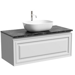 Тумба подвесная с раковиной Sancos Very 100 см VR100W, Bianco (раковина Element CN6009, столешница TT100A1X) - фото 