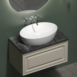 Тумба подвесная с раковиной Sancos Very 80 см VR80CE, Beige soft (раковина Element CN5018, столешница TT80A1) - фото 