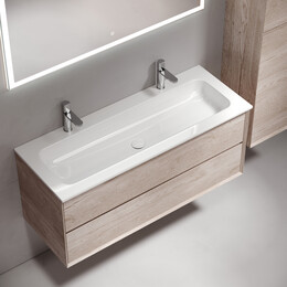 Тумба подвесная с раковиной Sancos Nature 2.0 120 см MR2.0120EG, дуб галифакс натуральный (раковина Grace ​CN7016) - фото 