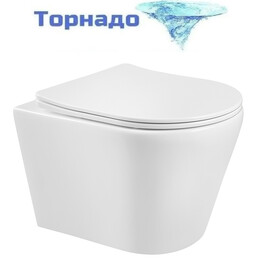 Унитаз подвесной безободковый Aquatek Вега AQ1804T-00 с тонкой крышкой микролифт (Система смыва торнадо) - фото 