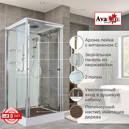Душевая кабина Avacan 90x90 см V2090, хром/прозрачное (безсиликоновая сборка) - фото 