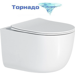 Унитаз подвесной безободковый Art&Max Napoli AM100CHRV/SC с тонкой крышкой микролифт (система смыва Торнадо) - фото 