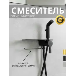 Набор для гигиенического душа с полкой и держателем для туалетной бумаги Haiba HB5522-7, чёрный - фото 