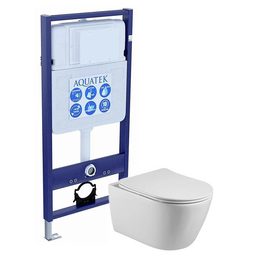 Инсталляция с подвесным унитазом комплект Set AQUATEK БЕТТА унитаз Aquatek БЕТТА AQ1253W-00 + тонкое сиденье soft-close + инсталляция AQUATEK Standard INS-0000012 - фото 