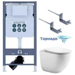 Инсталляция с подвесным унитазом комплект SET AQUATEK ГЕЛИОС INSP01 (рама AQUATEK INSP-0000001 + унитаз Гелиос AQ1993T-00 + тонкое сиденье с механизмом sc + крепление KKI-0000002) - фото 