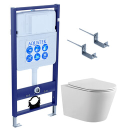 Инсталляция с подвесным унитазом комплект Set AQUATEK ВЕГА-KKI2 (инсталляция Standart INS-0000012+ унитаз ВЕГА AQ1905-00 + крепление к стене KKI-0000002) - фото 