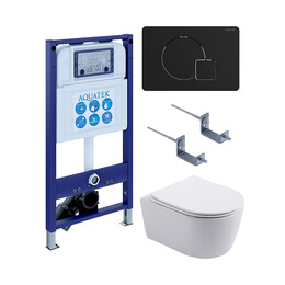 Инсталляция с подвесным унитазом комплект: SET AQUATEK ЕВРОПА New-069 4в1 (рама AQUATEK INS-0000025 +крепление KKI-0000002 +кнопка KDI-0000069 +унитаз AQ1106L-00 с тонким сиденьем sc) - фото 