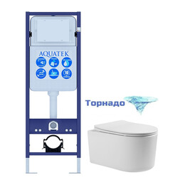 Инсталляция с подвесным унитазом комплект: SET AQUATEK МИЯ Т/INS017 (рама AQUATEK Standard INS-0000017(без клавиши и крепежа)+унитаз МИЯ AQ2004T-00 с тонким сиденьем soft-close, система смыва Торнадо) - фото 