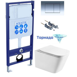 Инсталляция с подвесным унитазом комплект: SET ЛИБРА T-010/KKI16 (рама AQUATEK Standard INS-0000012 + крепеж KKI-0000016 + KDI-0000010 + унитаз ЛИБРА AQ1505T-00 с тонким сиденьем soft-close, система смыва Торнадо) - фото 