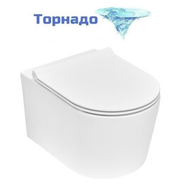 Унитаз подвесной безободковый TECEspring S710001 с тонкой быстросъемной крышкой микролифт (система смыва торнадо) - фото 