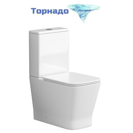 Унитаз-компакт безободковый Grossman GR-4490SQ с тонкой крышкой микролифт (Система смыва Торнадо) - фото 
