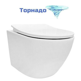 Унитаз подвесной безободковый Azario AZ-3105C с тонкой крышкой микролифт (Система смыва Торнадо) - фото 