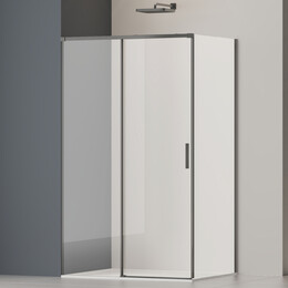 Душевое ограждение Vincea Софт 2 (Soft 2) 110x90 см VSR-3SO29011CLGM, вороненая сталь/прозрачное - фото 