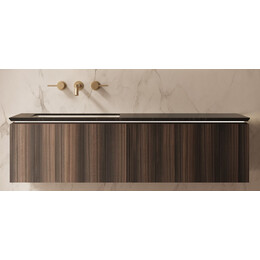 Тумба подвесная с раковиной-столешницей Vincea Люкс (Luxe) 140 см VMC-4LX140WN (раковина VWTB-4LX140VB) шпон натуральный орех - фото 