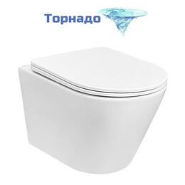 Унитаз подвесной безободковый Azario Вачио AZ-1904T с тонкой быстросъемной крышкой микролифт (Система смыва торнадо) - фото 