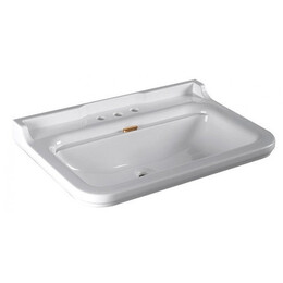 Раковина подвесная Kerasan Waldorf 80 см 4141K1bi/cr*3 (заглушка для перелива 811391oro) белый/золото - фото 
