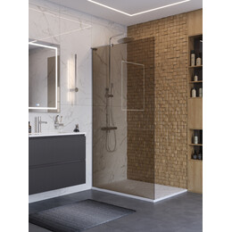 Душевая перегородка BelBagno 100 см UNO-L-1-TB-100-BR-Cr (стекло 8 мм) хром/бронза - фото 