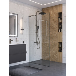 Душевая перегородка BelBagno 110 см UNO-L-1-TB-110-C-GM (стекло 8 мм) оружейная сталь/прозрачное - фото 