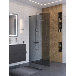 Душевая перегородка BelBagno 110 см UNO-L-1-TB-110-GR-Cr (стекло 8 мм) хром/графит - фото 