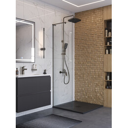 Душевая перегородка BelBagno 60 см UNO-L-1-TB-60-C-GM (стекло 8 мм) оружейная сталь/прозрачное - фото 