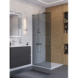 Душевая перегородка BelBagno 80 см UNO-L-1-TB-80-GR-Cr (стекло 8 мм) хром/тонированное - фото 