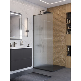 Душевая перегородка BelBagno 90 см UNO-L-1-TB-90-FL-GM (стекло 8 мм) оружейная сталь/рифленое - фото 