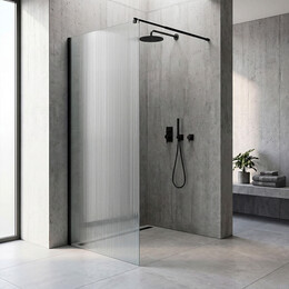Душевая перегородка Loranto Walk-in 90 см CS-Z02B-90 (стекло 8 мм) чёрный матовый/рифленое - фото 