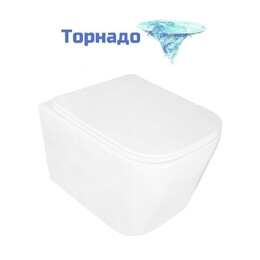 Унитаз подвесной безободковый Azario Дэлфи AZ-91343 с тонкой крышкой микролифт (Система смыва торнадо) - фото 