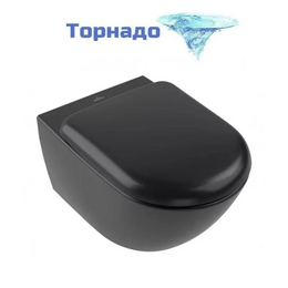 Унитаз подвесной безободковый Villeroy&Boch Antao 4674T0R7, CeramicPlus (система смыва Торнадо) Pure Black - фото 