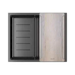 Кухонная мойка Paulmark NEXT-MULTI SINK 54-L UNI 1,2 мм PM785445-L-GM, вороненая сталь - фото 