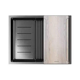 Кухонная мойка Paulmark NEXT-MULTI SINK 58-L UNI 1,2 мм PM785845-L-GM, вороненая сталь - фото 