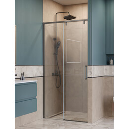Душевая дверь BelBagno 110 см SOFT_CLOSE-1-BF-1-110-C-GM (стекло 8 мм) оружейная сталь/прозрачное - фото 