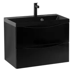 Тумба подвесная с раковиной BelBagno 60 см MARINO-600-2C-SO-NL-P (раковина BB600/450-LV-ART-AST-NERO) Nero Lucido - фото 