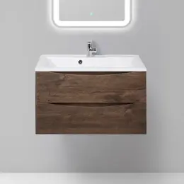 Тумба подвесная с раковиной BelBagno 80 см MARINO-800-2C-SO-RW-P (раковина BB800/450-LV-MR-FT) Rovere Moro - фото 