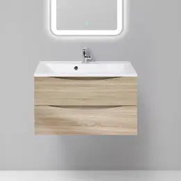 Тумба подвесная с раковиной BelBagno 80 см MARINO-800-2C-SO-WO-P (раковина BB800/450-LV-MR-FT) Rovere Bianco - фото 