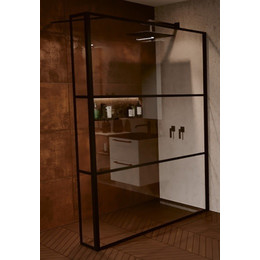 Душевая перегородка Riho Grid GB 402 90 см с кронштейном в комплекте, черный/прозрачное - фото 