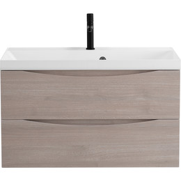 Тумба подвесная с раковиной BelBagno MARINO-900-2C-SO-RG-P 90 см, Rovere Grigio - фото 