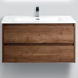 Тумба подвесная с раковиной BelBagno KRAFT-900-2C-SO-RT 90 см, Rovere Tabacco - фото 