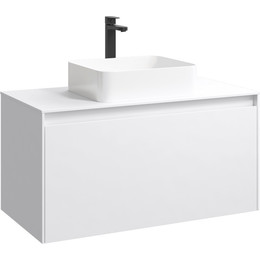 Тумба подвесная со столешницей Aqwella 5 Stars Mobi 100 см MOB0110W/MOB0710W, белый - фото 