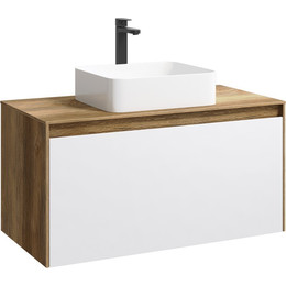 Тумба подвесная со столешницей Aqwella 5 Stars Mobi 100 см MOB0110DB/MOB0710W, дуб балтийский/белый - фото 