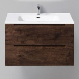Тумба подвесная с раковиной BelBagno ETNA39-800/390-2C-SO-RW-P 80 см, Rovere Moro, Цвет фасада: Rovere Moro - фото 