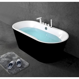 Ванна отдельностоящая BelBagno BB200-1700-800-NERO 170х80 см, белый/черный - фото 