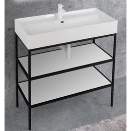 Тумба напольная с раковиной Cezares CADRO-80/46/73-2C-PIA-MET-ST 80 см, черный/белый - фото 