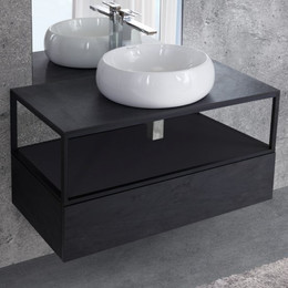 Тумба подвесная со столешницей Cezares CADRO-120/46/30-1C-SO-MET-ST 120 см, черный - фото 